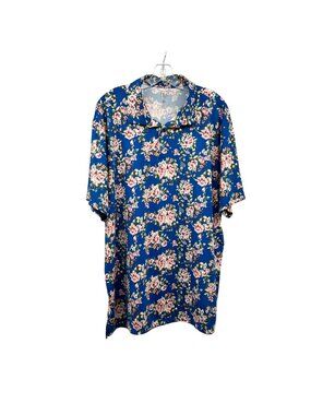 1764 Womens Floral Golf Polo Short Sleeve Blue/Multi Size 2XL